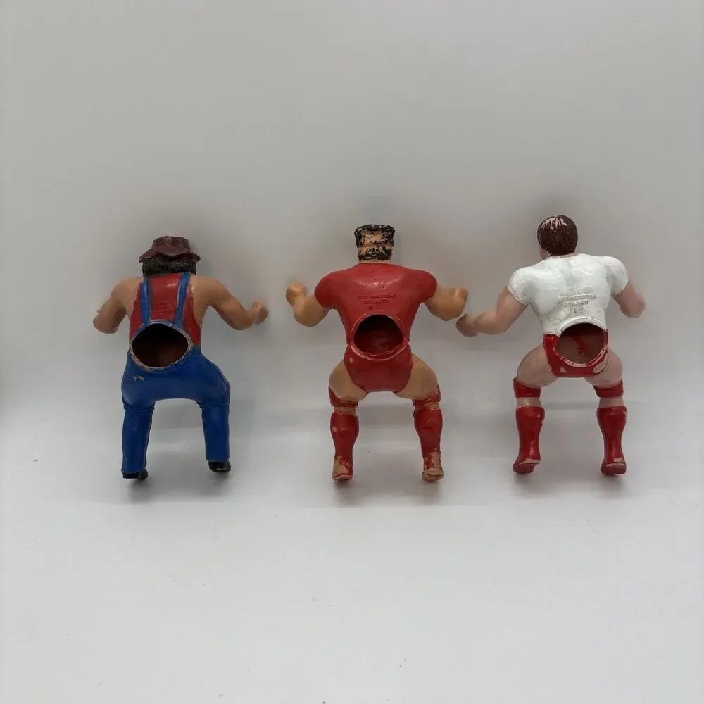 1985 ROWDY RODDY PIPER, HILLBILLY JIM NIKOLAI VOLKOFF WWF LJN THUMB WRESTLER LOT